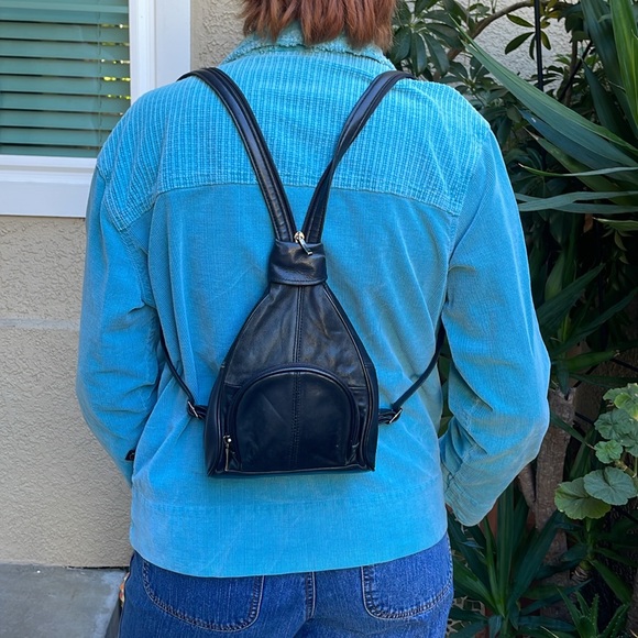 Vintage mini leather backpack/shoulder bag main image 13